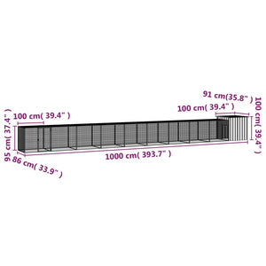 vidaXL Chicken Coop Multipurpose Chicken House with Mesh Cage Galvanized Steel-53