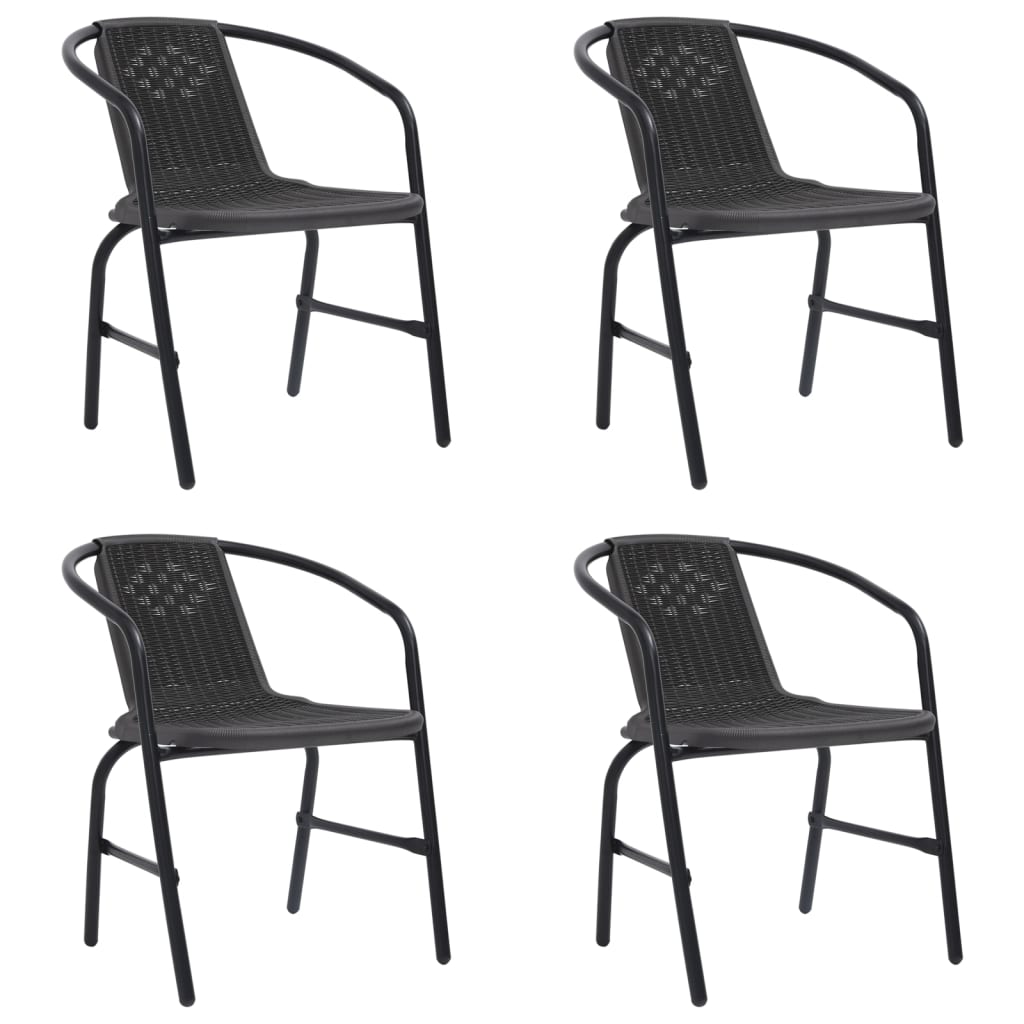 vidaXL Rattan Dining Chairs Stack Chair Plastic Rattan and Steel 242.5 lb-7