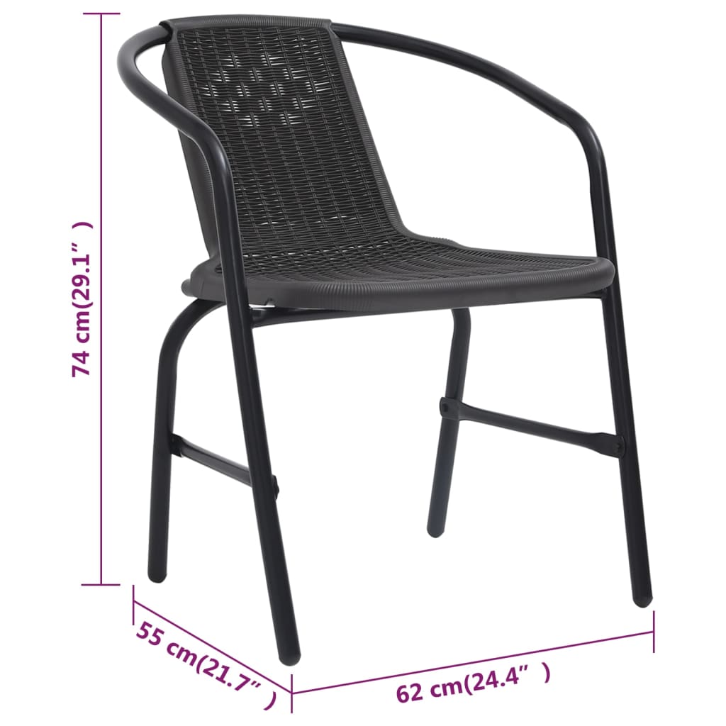 vidaXL Rattan Dining Chairs Stack Chair Plastic Rattan and Steel 242.5 lb-17