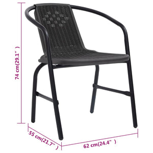 vidaXL Rattan Dining Chairs Stack Chair Plastic Rattan and Steel 242.5 lb-17