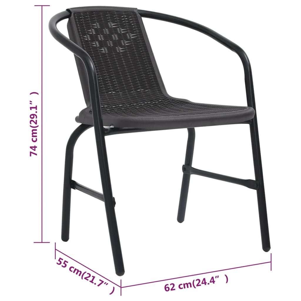 vidaXL Rattan Dining Chairs Stack Chair Plastic Rattan and Steel 242.5 lb-15