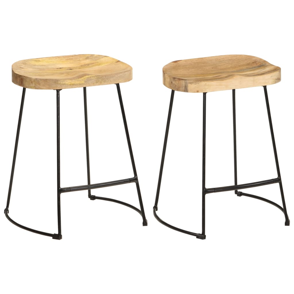 vidaXL Gavin Bar Stools 2 pcs 19.7"x15.7"x30.7" Solid Wood Mango-37