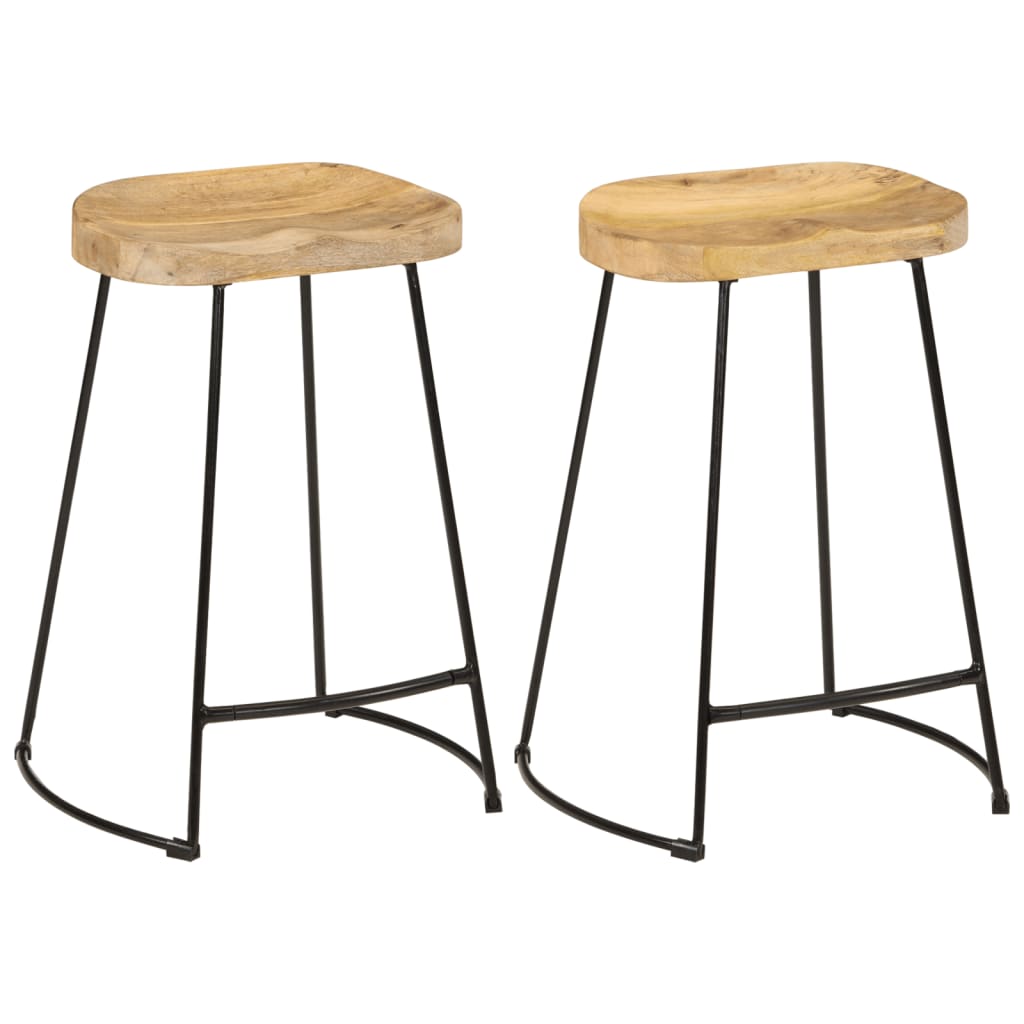 vidaXL Gavin Bar Stools 2 pcs 19.7"x15.7"x30.7" Solid Wood Mango-6