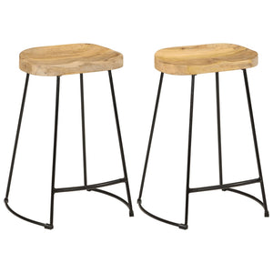 vidaXL Gavin Bar Stools 2 pcs 19.7"x15.7"x30.7" Solid Wood Mango-6