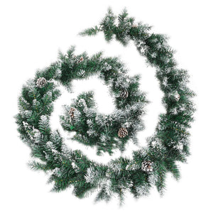 vidaXL Christmas Garland Artificial Xmas Garland with LED Lights Green PVC-24