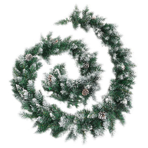 vidaXL Christmas Garland Artificial Xmas Garland with LED Lights Green PVC-10