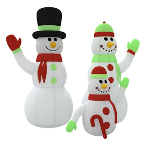 vidaXL Christmas Decoration Inflatable Snowman Family with LEDs Xmas Lighting-2