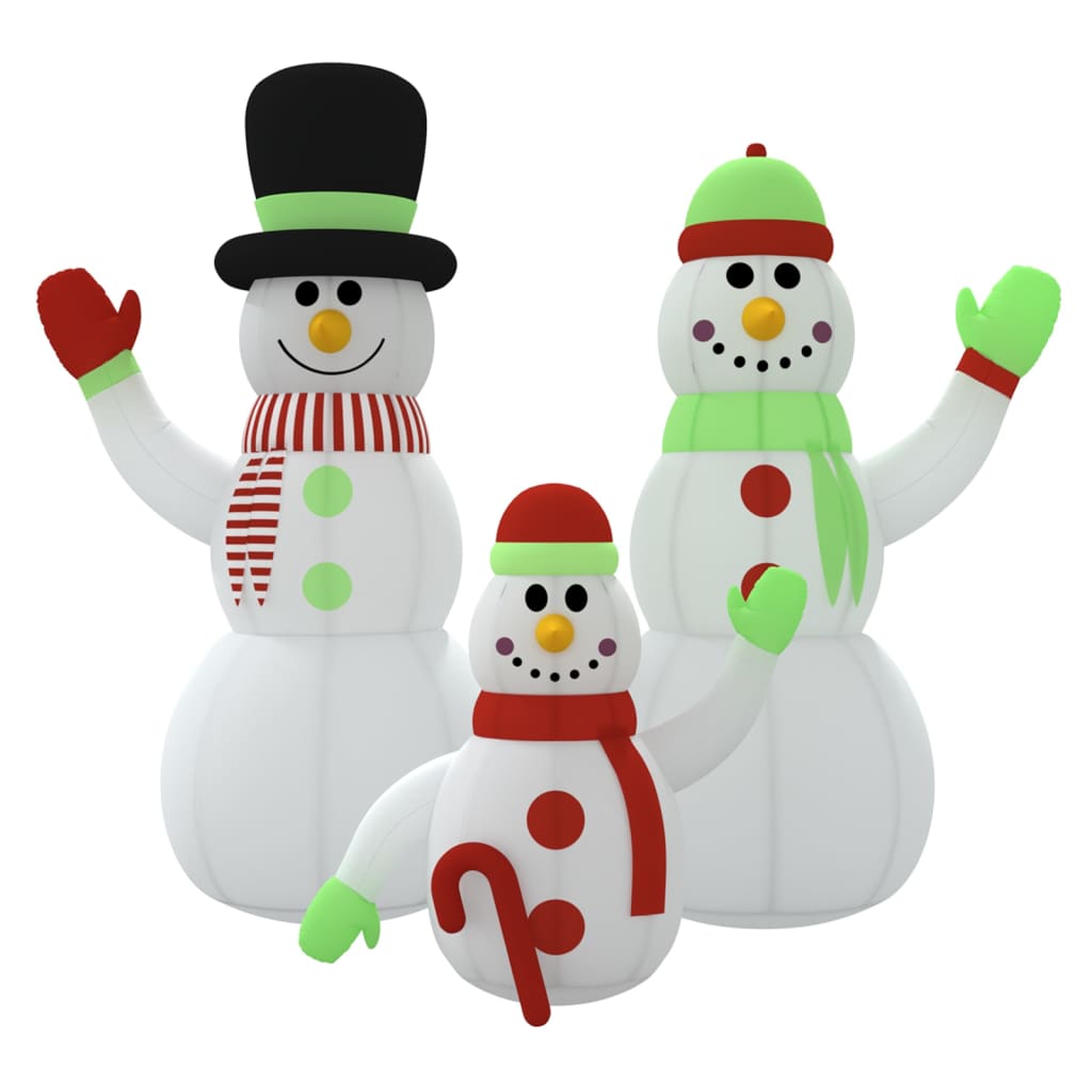 vidaXL Christmas Decoration Inflatable Snowman Family with LEDs Xmas Lighting-21