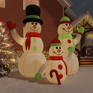 vidaXL Christmas Decoration Inflatable Snowman Family with LEDs Xmas Lighting-11