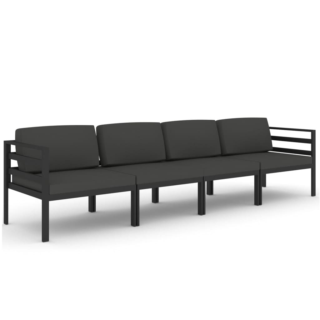 vidaXL 4 Piece Patio Lounge Set with Cushions Aluminum Anthracite-0