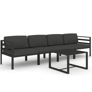 vidaXL 5 Piece Patio Lounge Set with Cushions Aluminum Anthracite-1