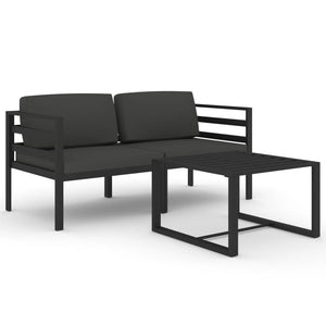 vidaXL 3 Piece Patio Lounge Set with Cushions Aluminum Anthracite-0