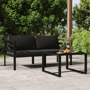 vidaXL 3 Piece Patio Lounge Set with Cushions Aluminum Anthracite-1