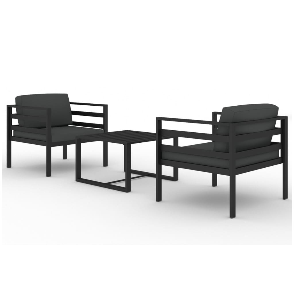vidaXL 3 Piece Patio Lounge Set with Cushions Aluminum Anthracite-0