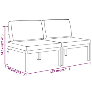 vidaXL 2-Seater Patio Sofa with Cushions Aluminum Anthracite-6