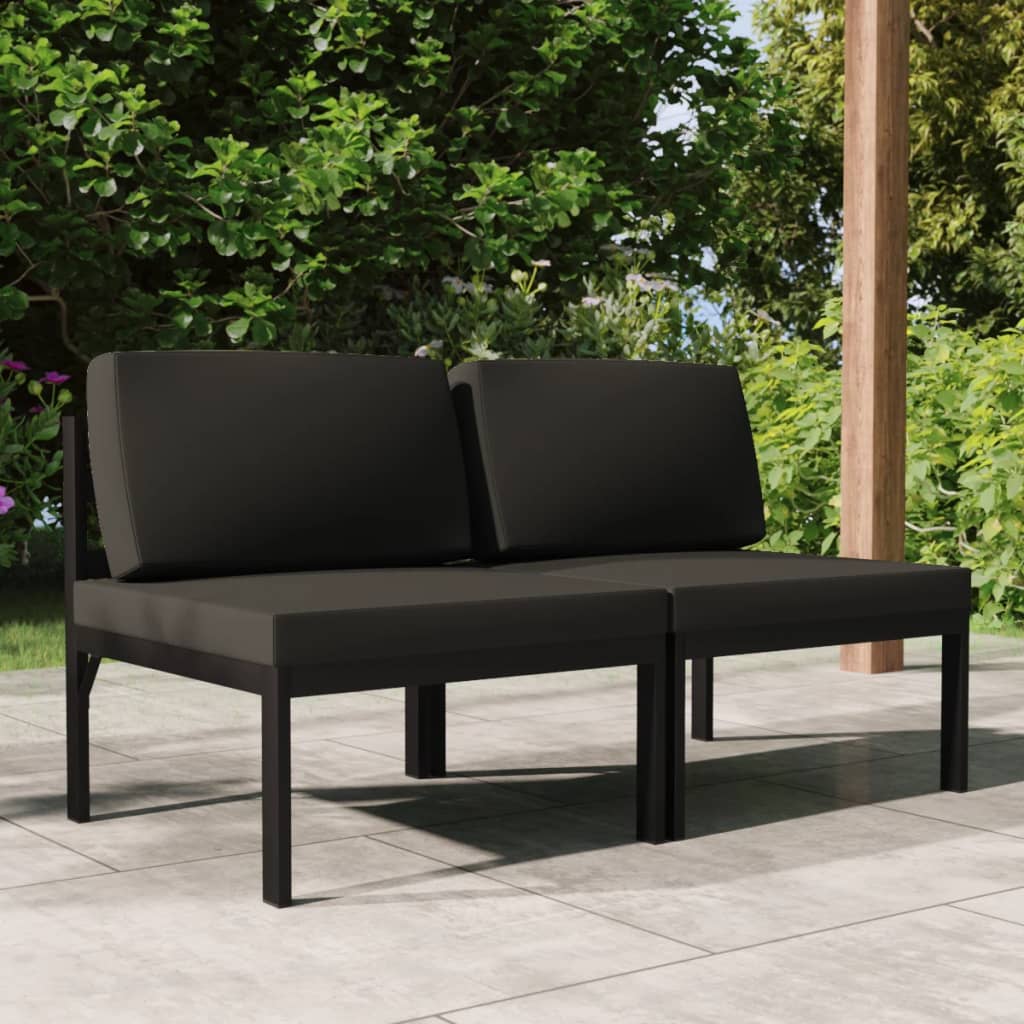 vidaXL 2-Seater Patio Sofa with Cushions Aluminum Anthracite-1
