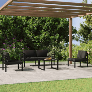 vidaXL 5 Piece Patio Lounge Set with Cushions Aluminum Anthracite-2