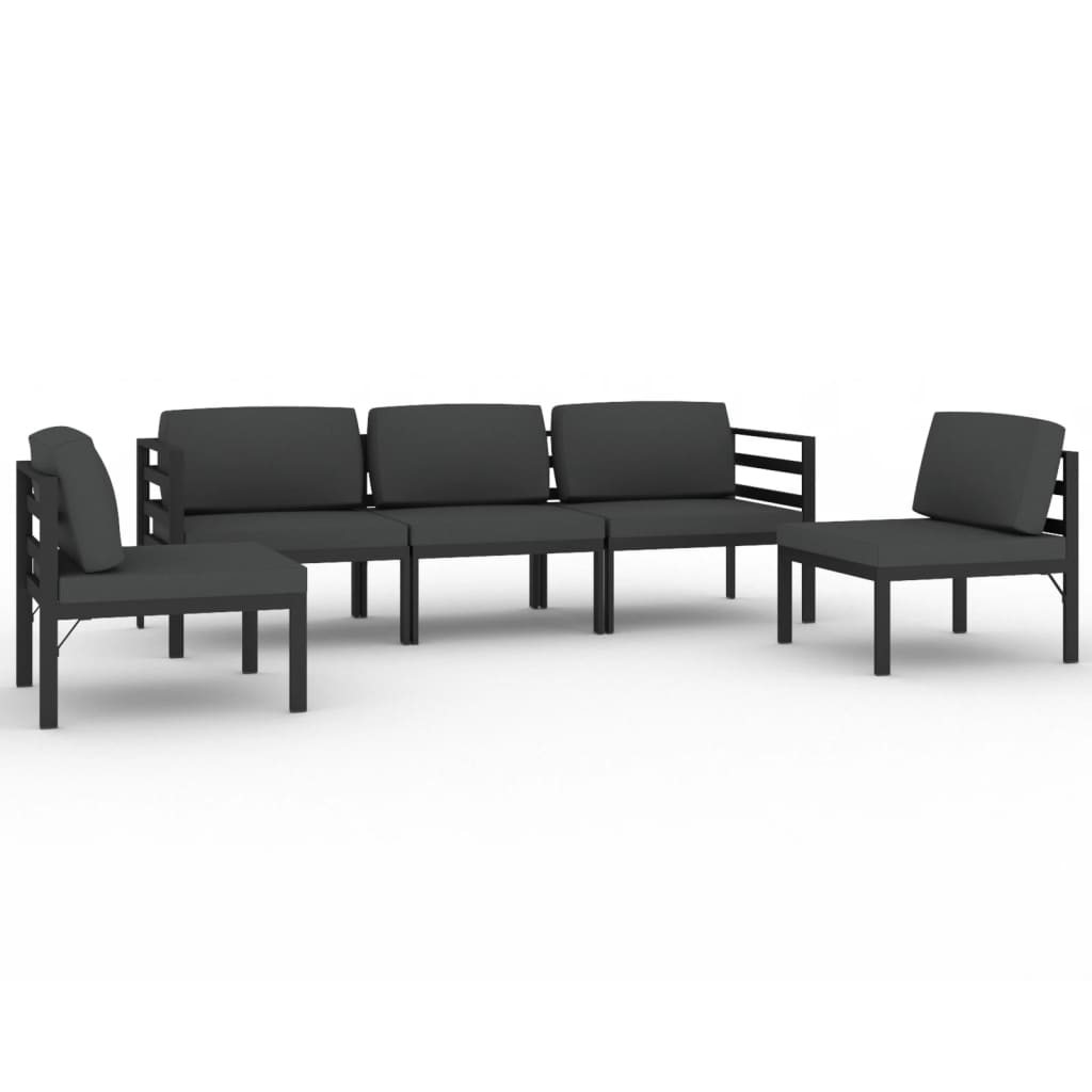 vidaXL 5 Piece Patio Lounge Set with Cushions Aluminum Anthracite-0