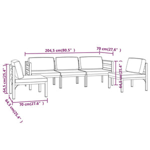 vidaXL 5 Piece Patio Lounge Set with Cushions Aluminum Anthracite-6