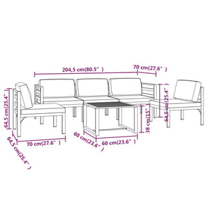 vidaXL 6 Piece Patio Lounge Set with Cushions Aluminum Anthracite-9