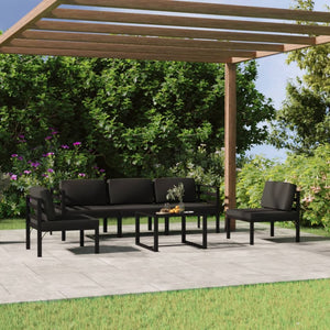 vidaXL 6 Piece Patio Lounge Set with Cushions Aluminum Anthracite-2