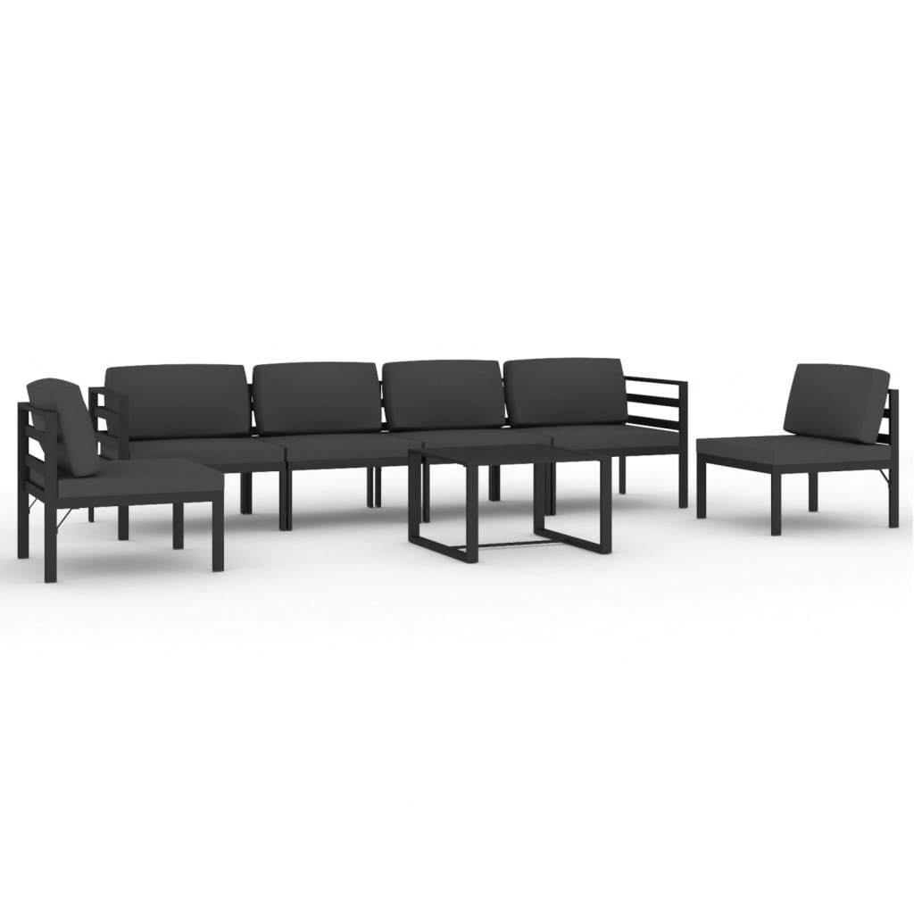 vidaXL 7 Piece Patio Lounge Set with Cushions Aluminum Anthracite-0