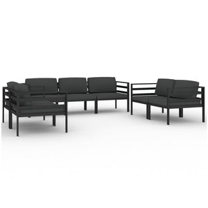 vidaXL 7 Piece Patio Lounge Set with Cushions Aluminum Anthracite-0