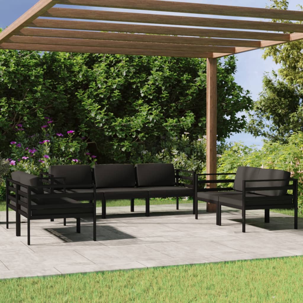 vidaXL 7 Piece Patio Lounge Set with Cushions Aluminum Anthracite-1