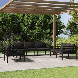 vidaXL 7 Piece Patio Lounge Set with Cushions Aluminum Anthracite-1