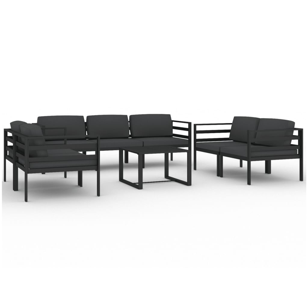 vidaXL 8 Piece Patio Lounge Set with Cushions Aluminum Anthracite-1