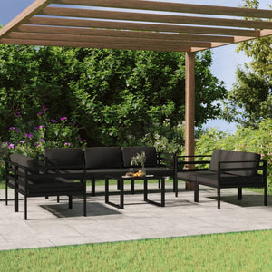 vidaXL 8 Piece Patio Lounge Set with Cushions Aluminum Anthracite-2