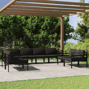 vidaXL 8 Piece Patio Lounge Set with Cushions Aluminum Anthracite-1