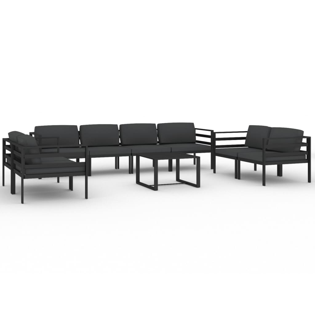 vidaXL 9 Piece Patio Lounge Set with Cushions Aluminum Anthracite-0