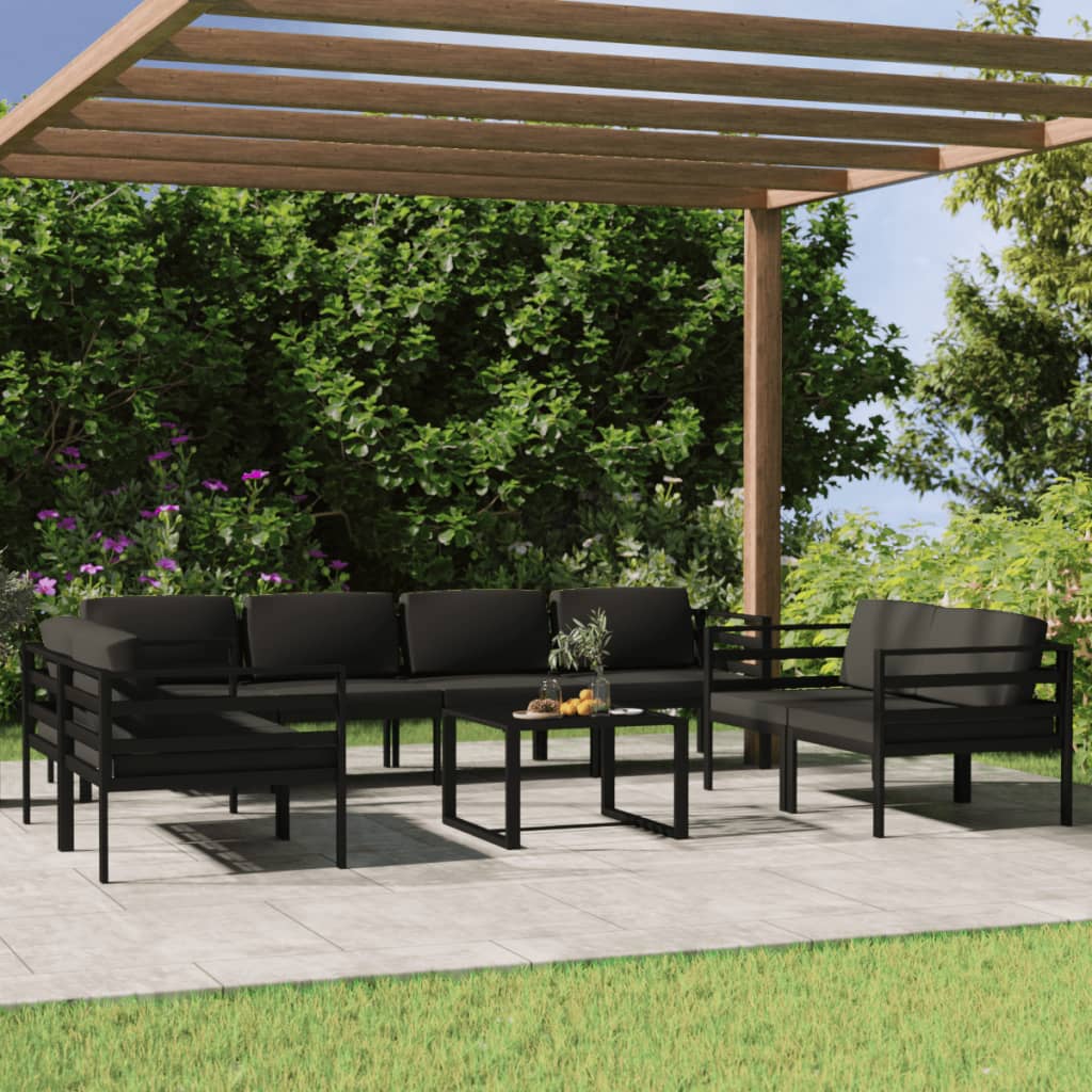 vidaXL 9 Piece Patio Lounge Set with Cushions Aluminum Anthracite-2