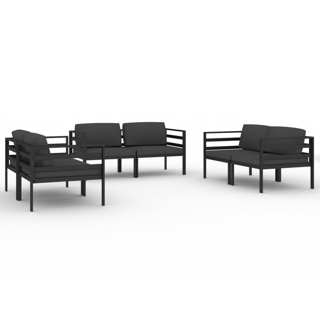 vidaXL 6 Piece Patio Lounge Set with Cushions Aluminum Anthracite-0