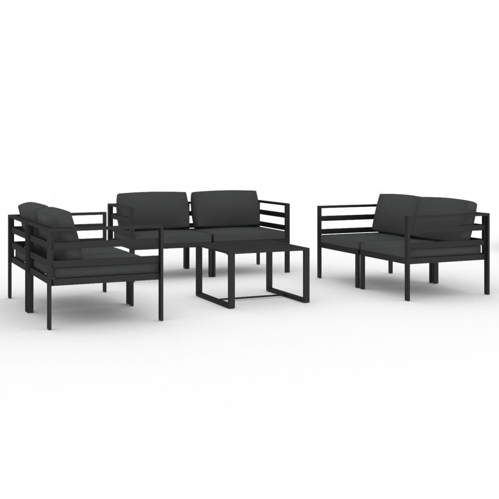 vidaXL 7 Piece Patio Lounge Set with Cushions Aluminum Anthracite-0