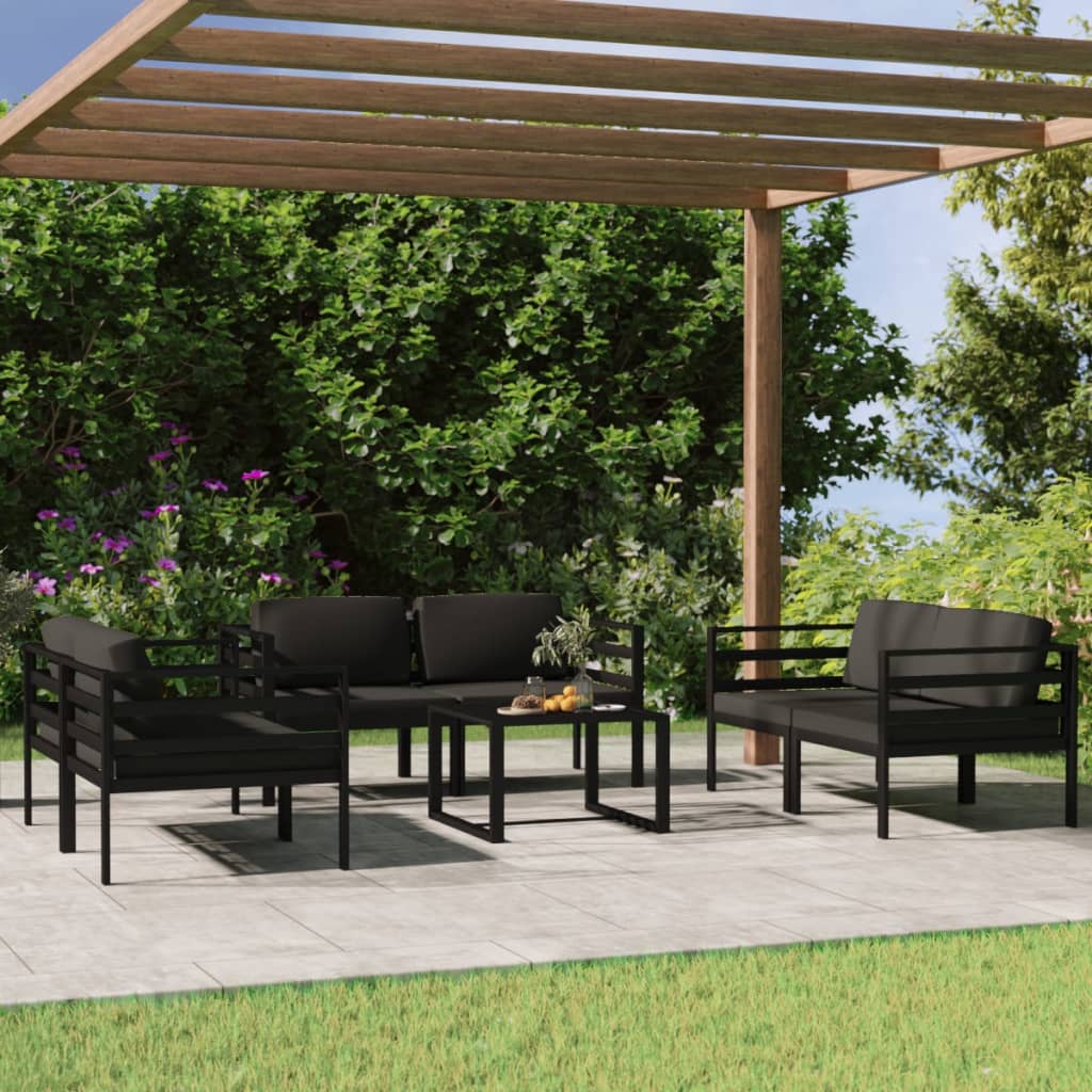 vidaXL 7 Piece Patio Lounge Set with Cushions Aluminum Anthracite-1