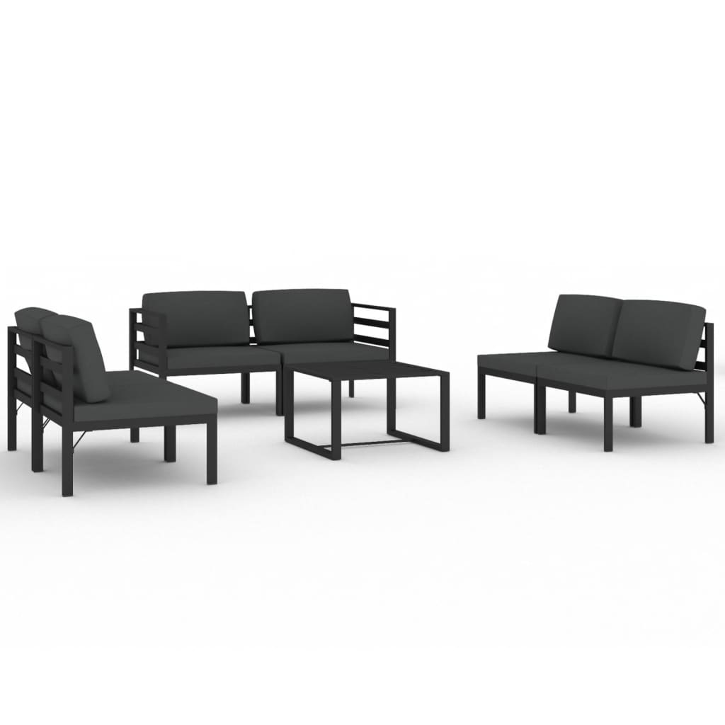 vidaXL 7 Piece Patio Lounge Set with Cushions Aluminum Anthracite-0