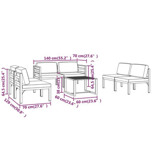 vidaXL 7 Piece Patio Lounge Set with Cushions Aluminum Anthracite-9