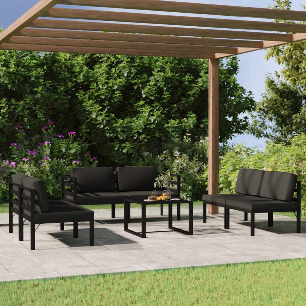 vidaXL 7 Piece Patio Lounge Set with Cushions Aluminum Anthracite-2