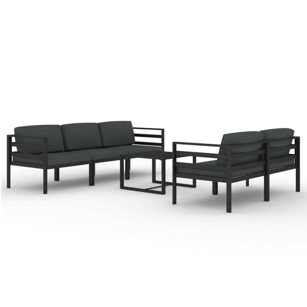 vidaXL 6 Piece Patio Lounge Set with Cushions Aluminum Anthracite-1