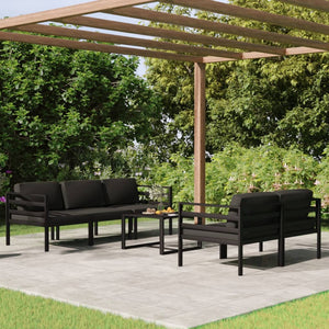 vidaXL 6 Piece Patio Lounge Set with Cushions Aluminum Anthracite-2