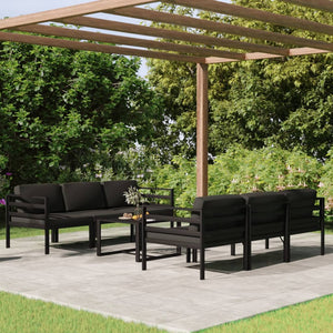 vidaXL 7 Piece Patio Lounge Set with Cushions Aluminum Anthracite-2