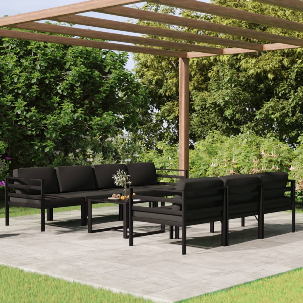 vidaXL 8 Piece Patio Lounge Set with Cushions Aluminum Anthracite-2