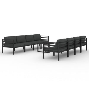 vidaXL 9 Piece Patio Lounge Set with Cushions Aluminum Anthracite-1