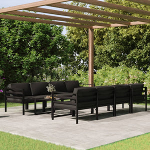 vidaXL 9 Piece Patio Lounge Set with Cushions Aluminum Anthracite-2