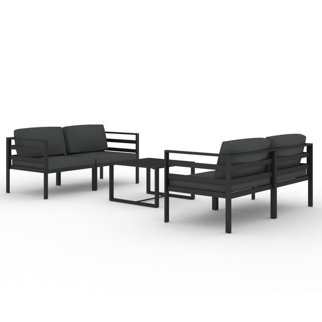 vidaXL 5 Piece Patio Lounge Set with Cushions Aluminum Anthracite-0