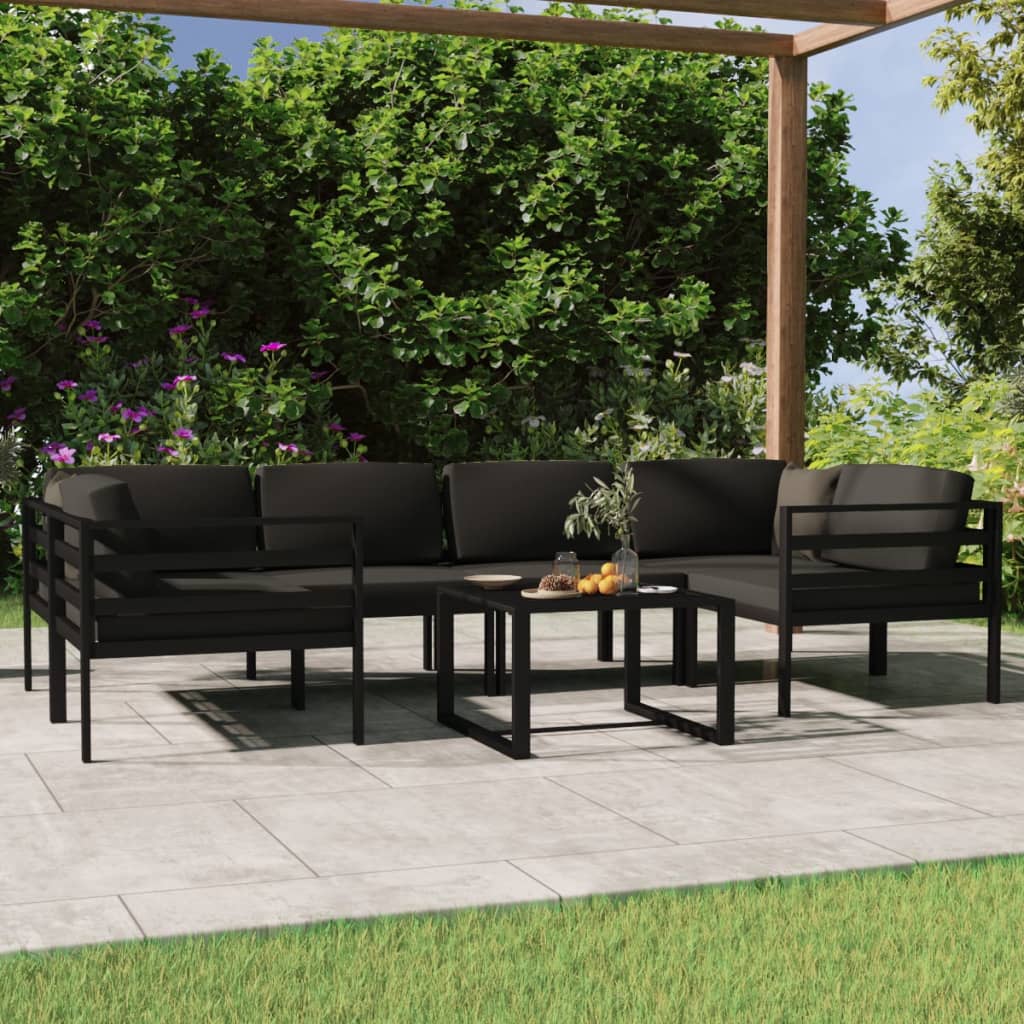 vidaXL 7 Piece Patio Lounge Set with Cushions Aluminum Anthracite-2