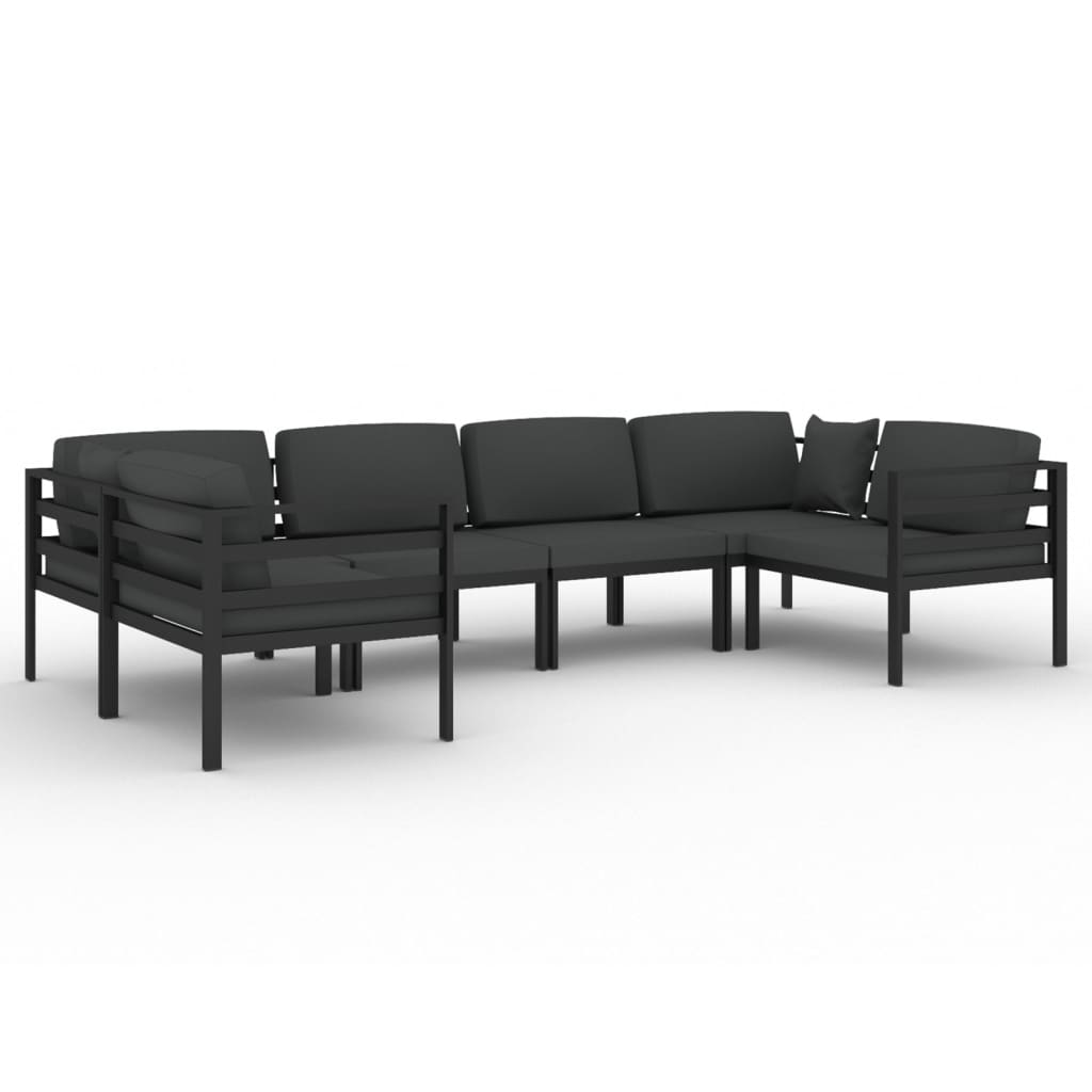 vidaXL 6 Piece Patio Lounge Set with Cushions Aluminum Anthracite-0