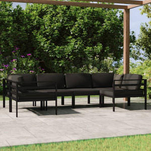 vidaXL 6 Piece Patio Lounge Set with Cushions Aluminum Anthracite-1